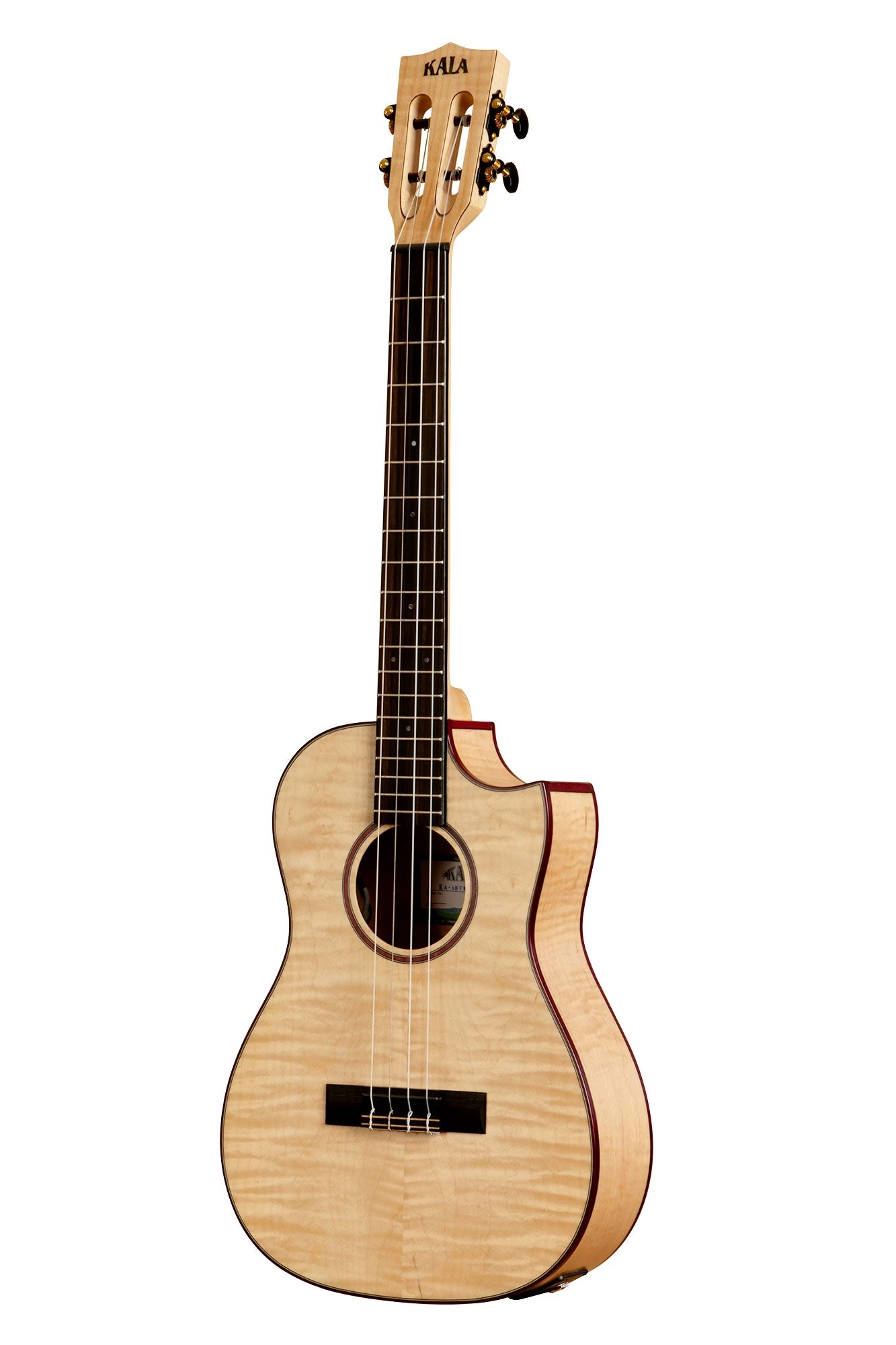 All Solid Flame Maple Cutaway Baritone Ukulele W/ EQ & Bag 6 All Solid Flame Maple Cutaway Baritone Ukulele W/ EQ & Bag - Image 4