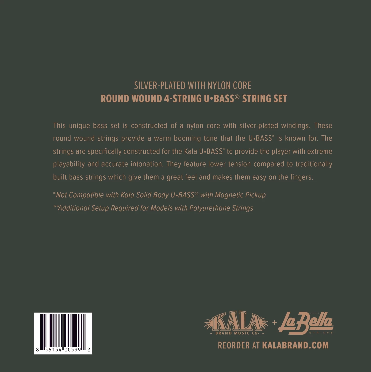 Silver-Plated Nylon Core Round Wound U•BASS® 4-String Set 4 Silver-Plated Nylon Core Round Wound U•BASS® 4-String Set - Image 2