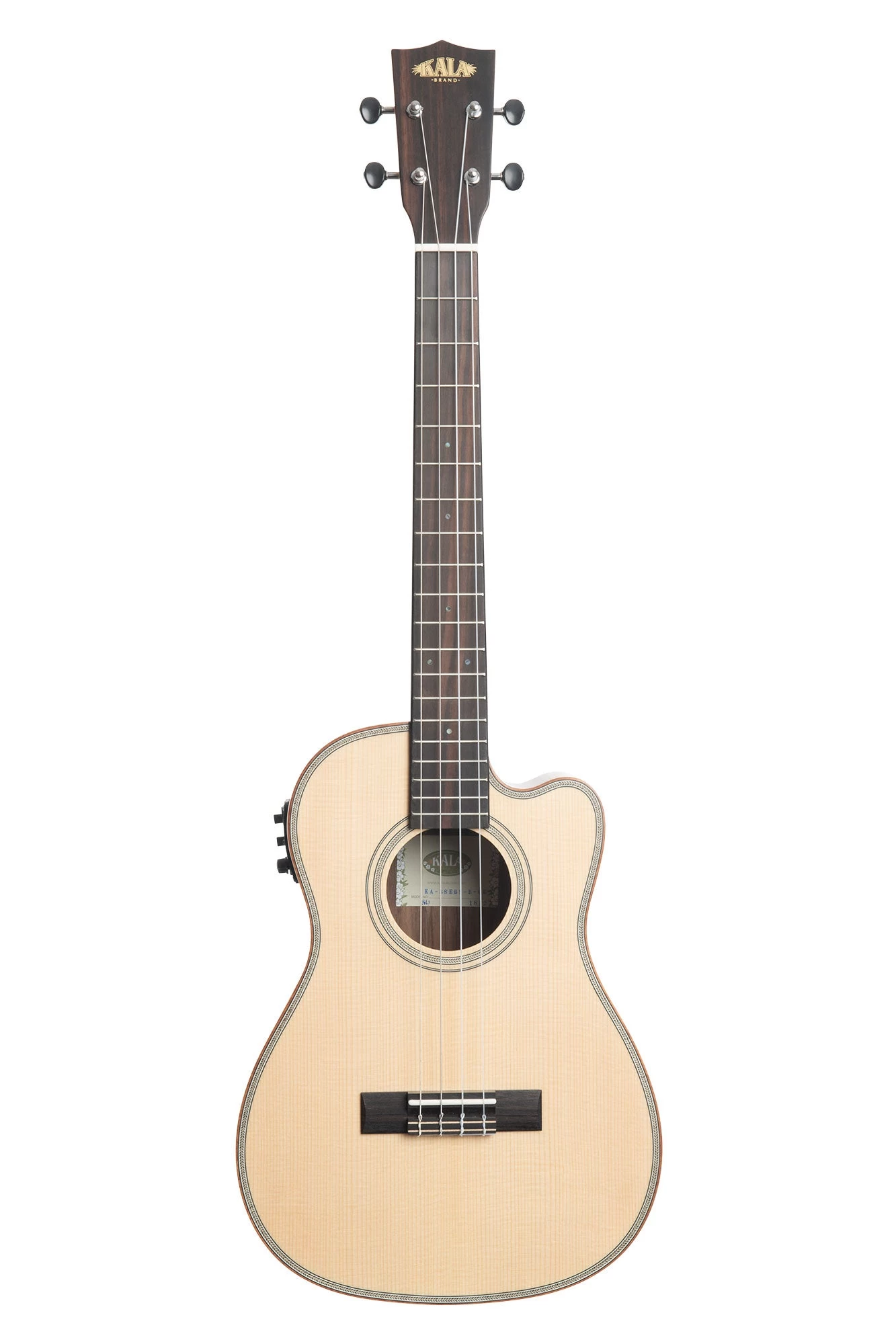 Solid Spruce Top Striped Ebony Baritone Ukulele W/ Cutaway & EQ 4 Solid Spruce Top Striped Ebony Baritone Ukulele W/ Cutaway & EQ - Image 2