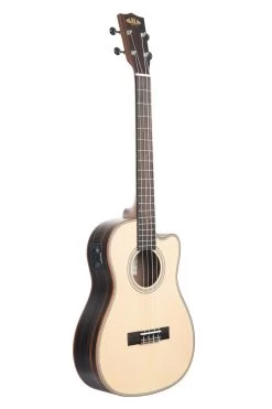 Solid Spruce Top Striped Ebony Baritone Ukulele W/ Cutaway & EQ