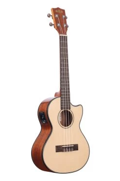 Solid Spruce Top Mahogany Tenor Ukulele W/ Cutaway & EQ
