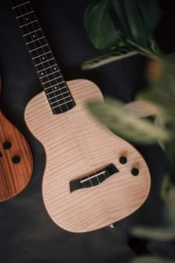 Solid Body Electric Flame Maple Tenor Ukulele -Ukulele Shop Solid Body Ukes 202201 jh 4187 web